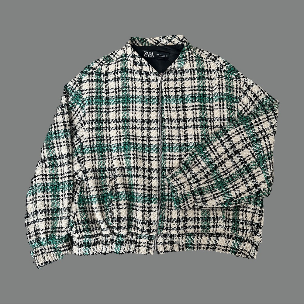 Zara Tweed Bomber Jacket